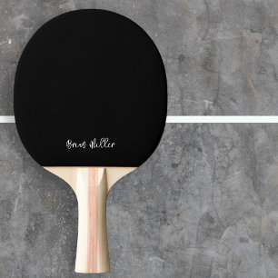 Raquette De Ping Pong Minimaliste moderne simple nom manuscrit noir