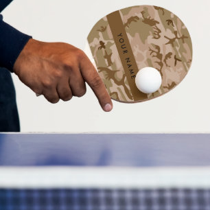 Raquette De Ping Pong Modèle de camouflage du désert, Votre nom, Personn