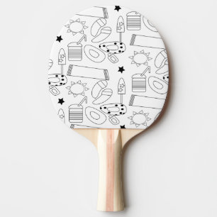 Raquette De Ping Pong Modèle de contours de thème de plage d'été 