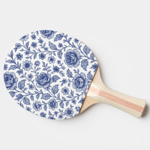 Raquette De Ping Pong Modèle Floral Royal Bleu Rose
