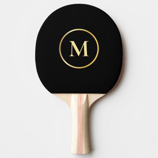 Raquette De Ping Pong Modèle noir élégant monogramme Gold (Devant)