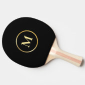 Raquette De Ping Pong Modèle noir élégant monogramme Gold (Côté)