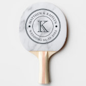 Raquette De Ping Pong Modern Clean White Marble Wedding Monogram (Dos)