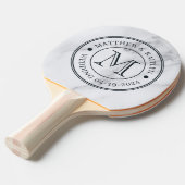Raquette De Ping Pong Modern Clean White Marble Wedding Monogram (Devant Angle)
