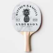 Raquette De Ping Pong Modern Clean White Tropical Pineapple WeddingCrest (Dos)