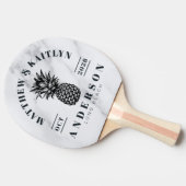 Raquette De Ping Pong Modern Clean White Tropical Pineapple WeddingCrest (Côté)