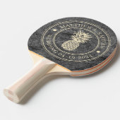 Raquette De Ping Pong Modern Dark Granite Pineapple Wedding Crest & Name (Devant Angle)