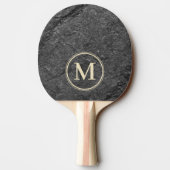 Raquette De Ping Pong Modern Dark Granite Stone Monogram (Dos)