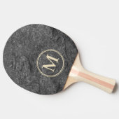 Raquette De Ping Pong Modern Dark Granite Stone Monogram (Côté)
