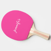 Raquette De Ping Pong Modern Hot Rose Simple Modèle Nom manuscrit (Côté)