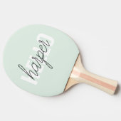 Raquette De Ping Pong Modern Pastel Mint Bonjour Et Vous Nom (Côté)