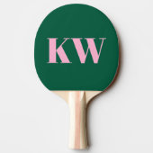 Raquette De Ping Pong Modern Pink Green Monogram Initials Personalized (Dos)