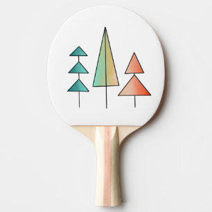Raquette De Ping Pong moderne arc-en-ciel arbres roses sarcelle simple m