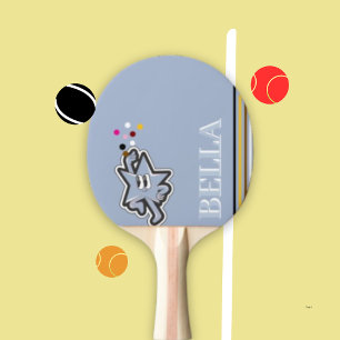 Raquette De Ping Pong Moderne bleu et gris initial minimaliste contempor