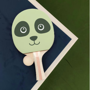 Raquette De Ping Pong Moderne Cute Panda Face Vert clair