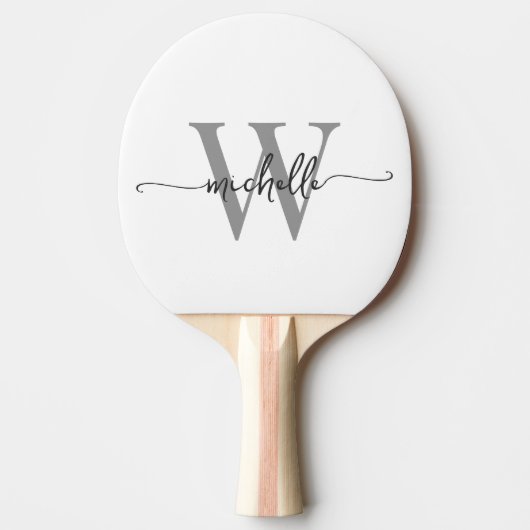 Raquette De Ping Pong Moderne écriture de nom de monogramme personnalisé (Devant)