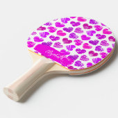 Raquette De Ping Pong Moderne Purple Rose Doodled Hearts Valentine Nom (Devant Angle)