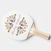 Raquette De Ping Pong Moderne Script Floral Personnalisé (Côté)