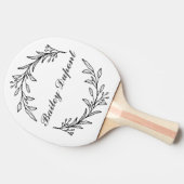 Raquette De Ping Pong Moderne Script Floral Personnalisé (Côté)