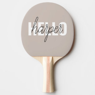 Raquette De Ping Pong Moderne Simple Brown Bonjour Et Vous Nom