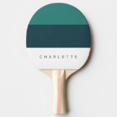 Raquette De Ping Pong Moderne Trois Tons de Sarcelle Profonde avec Nom (Devant)