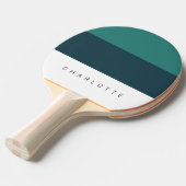 Raquette De Ping Pong Moderne Trois Tons de Sarcelle Profonde avec Nom (Devant Angle)
