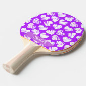 Raquette De Ping Pong Moderne violet blanc Doodé Coeur Valentine Nom (Devant Angle)