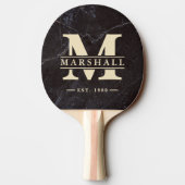 Raquette De Ping Pong Modest Dark Stone Monogram & Name Overlay (Dos)