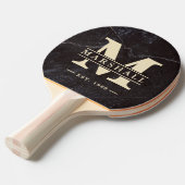 Raquette De Ping Pong Modest Dark Stone Monogram & Name Overlay (Devant Angle)
