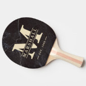 Raquette De Ping Pong Modest Dark Stone Monogram & Name Overlay (Côté)