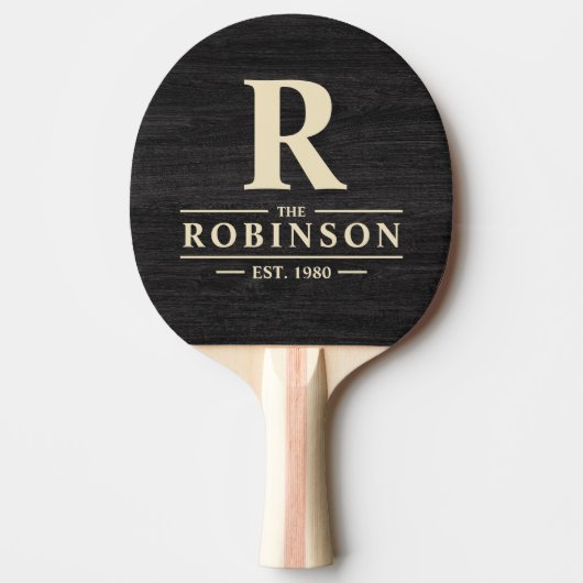 Raquette De Ping Pong Modest Dark Wood Family Name & Initial (Devant)