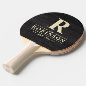 Raquette De Ping Pong Modest Dark Wood Family Name & Initial (Devant Angle)