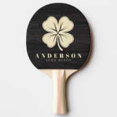 Raquette De Ping Pong Modest Dark Wood Four Leaf Clover with Name (Dos)