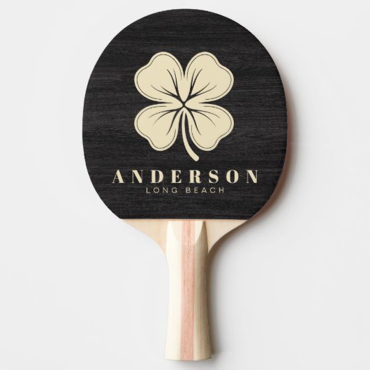 Raquette De Ping Pong Modest Dark Wood Four Leaf Clover with Name (Devant)