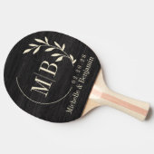 Raquette De Ping Pong Modest Dark Wood Leaf Wedding Monogram (Côté)