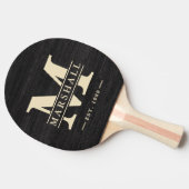 Raquette De Ping Pong Modest Dark Wood Monogram & Name Overlay (Côté)