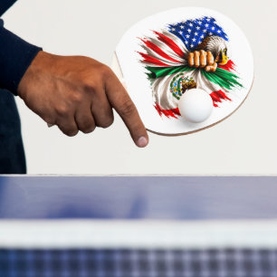 Raquette De Ping Pong Mois du patrimoine hispanique Drapeau USA Mexique