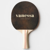 Raquette De Ping Pong Monazite Marron Foncé Minimal Moderne Nom Classiqu (Devant)