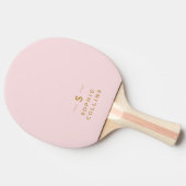 Raquette De Ping Pong Monogram Blush Pink Gold Minimalist Nom élégant (Côté)