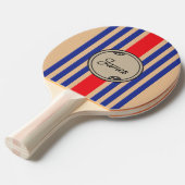 Raquette De Ping Pong Monogram Border Custom First Name Sporty Stripes (Devant Angle)