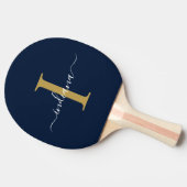 Raquette De Ping Pong Monogram Gold White Script Nom Famille moderne (Côté)