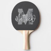 Raquette De Ping Pong Monogram Modern Cool Grunge Ajouter Votre Nom (Devant)