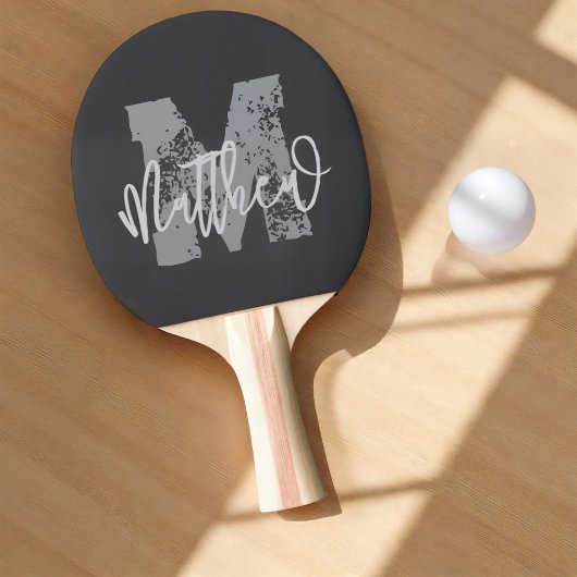 Raquette De Ping Pong Monogram Modern Cool Grunge Ajouter Votre Nom