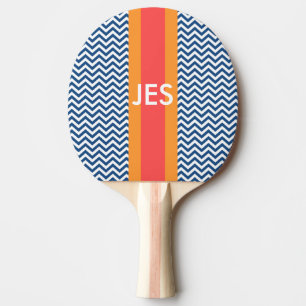 Raquette De Ping Pong Monogram Navy Chevron Ping Pong Paddle
