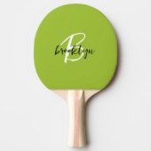Raquette De Ping Pong Monogramme à chaux vert noir blanc tendance (Devant)