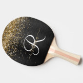 Raquette De Ping Pong Monogramme à étincelle noire à Parties scintillant (Côté)
