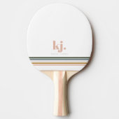 Raquette De Ping Pong Monogramme à rayures rétro chic (Devant)