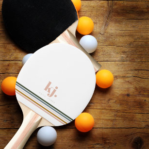 Raquette De Ping Pong Monogramme à rayures rétro chic