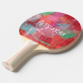 Raquette De Ping Pong Monogramme abstrait rose girly joli (Devant Angle)