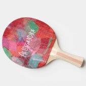Raquette De Ping Pong Monogramme abstrait rose girly joli (Côté)